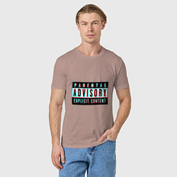 Футболка хлопковая мужская Parental advisory, цвет: пыльно-розовый — фото 2