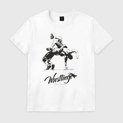 Футболка хлопковая мужская Wrestling, цвет: белый