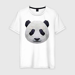 Футболка хлопковая мужская Полигональная панда, цвет: белый