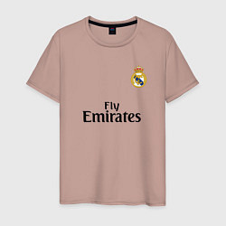 Футболка хлопковая мужская Real Madrid: Fly Emirates, цвет: пыльно-розовый