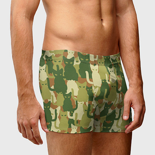Мужские трусы Камуфляж- зелёные кошки / 3D-принт – фото 3