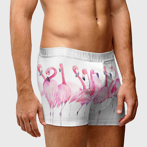 Мужские трусы Фламинго розовый на белом / 3D-принт – фото 3