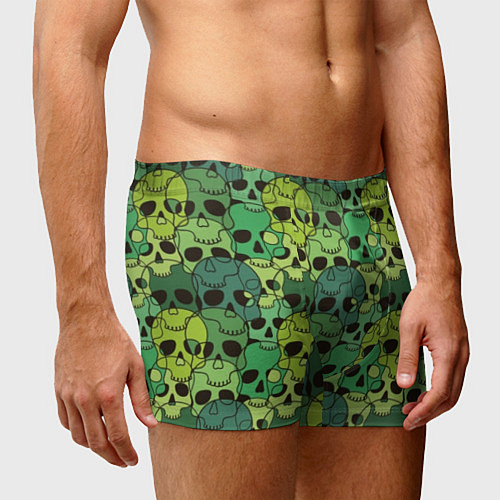 Мужские трусы Зеленые черепа - паттерн / 3D-принт – фото 3