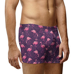 Трусы-боксеры мужские Фиолетовые фламинго, цвет: 3D-принт — фото 2