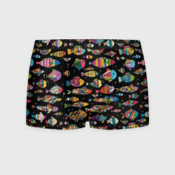 Мужские трусы Разноцветные рыбы - черный фон
