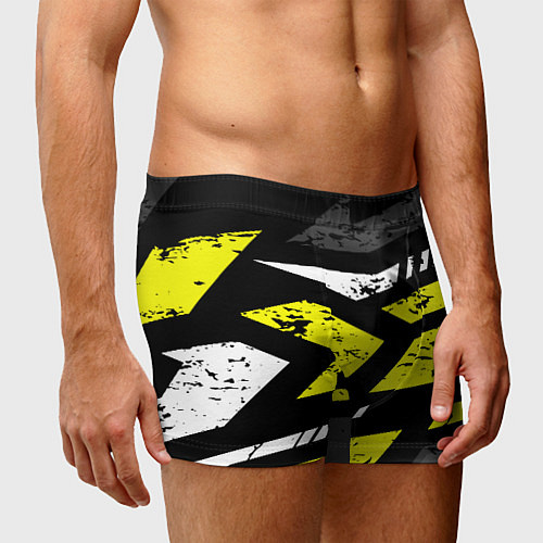 Мужские трусы Black yellow abstract sport style / 3D-принт – фото 3