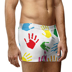 Трусы-боксеры мужские Цветные ладошки - Детский узор, цвет: 3D-принт — фото 2