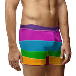 Трусы-боксеры мужские Разноцветные полоски, цвет: 3D-принт — фото 2