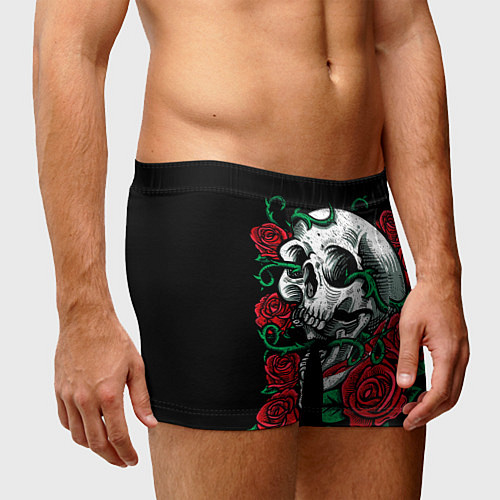 Мужские трусы Череп и Розы / 3D-принт – фото 3