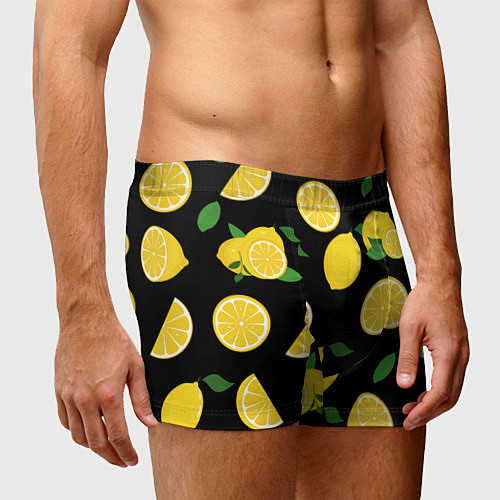 Мужские трусы Лимоны на чёрном / 3D-принт – фото 3