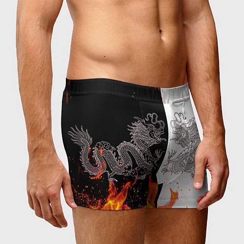 Мужские трусы Драконы Черный и Белый Огонь / 3D-принт – фото 3