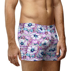 Трусы-боксеры мужские Анемоны - цветочный ковер, цвет: 3D-принт — фото 2
