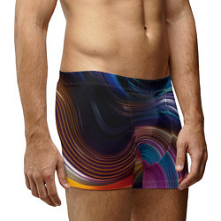 Трусы-боксеры мужские Цветные неоновые волны, цвет: 3D-принт — фото 2