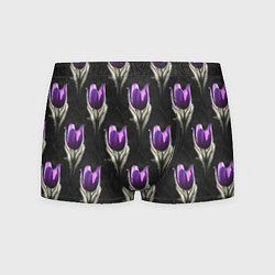 Трусы-боксеры мужские Фиолетовые цветы - паттерн, цвет: 3D-принт