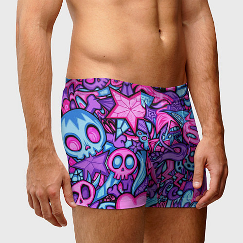 Мужские трусы Acid graffiti with skulls / 3D-принт – фото 3