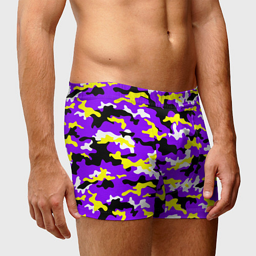 Мужские трусы Камуфляж Фиолетово-Жёлтый / 3D-принт – фото 3