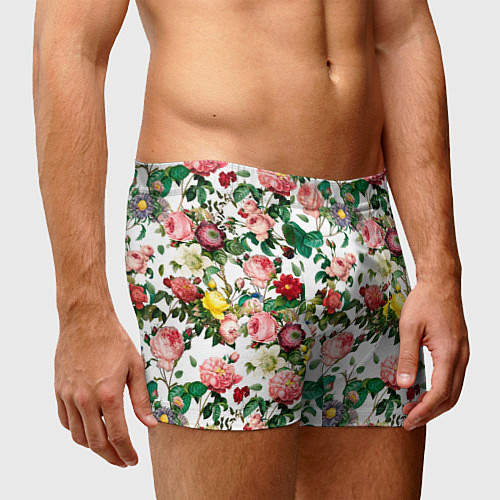 Мужские трусы Узор из летних роз Summer Roses Pattern / 3D-принт – фото 3