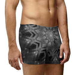 Трусы-боксеры мужские Серый геометрический орнамент-калейдоскоп, цвет: 3D-принт — фото 2