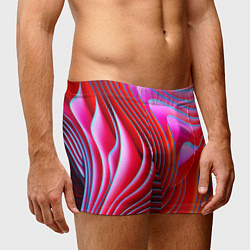 Трусы-боксеры мужские Разноцветные неоновые полосы Волна Multicolored ne, цвет: 3D-принт — фото 2