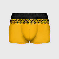Трусы-боксеры мужские Черное кружево на желтом фоне, цвет: 3D-принт
