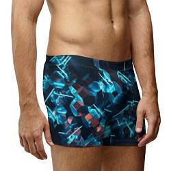 Трусы-боксеры мужские Неоновые фигуры с лазерами - Голубой, цвет: 3D-принт — фото 2