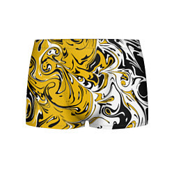 Трусы-боксеры мужские Черно-желтые разводы, цвет: 3D-принт