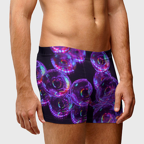 Мужские трусы Неоновые сюрреалистичные пузыри - Фиолетовый / 3D-принт – фото 3