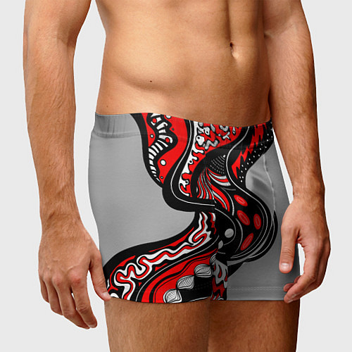 Мужские трусы Красно-чёрные дудлы / 3D-принт – фото 3