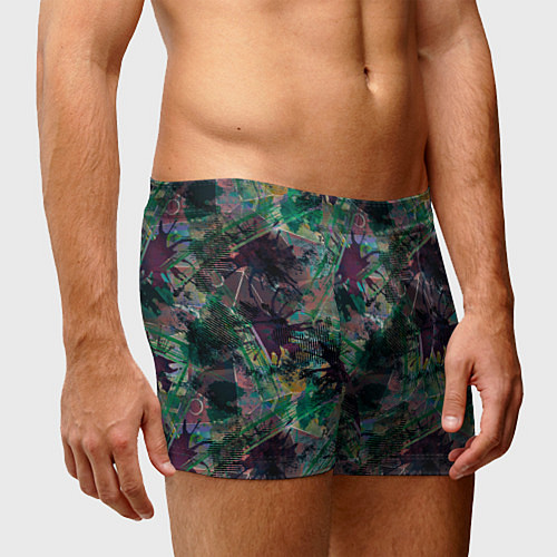 Мужские трусы Абстрактный гранжевый принт с кляксами и штрихами / 3D-принт – фото 3
