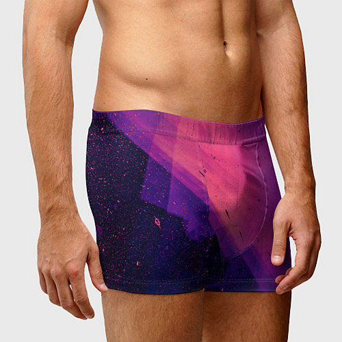 Мужские трусы Неоновая пыль и лучи - Тёмно-розовый / 3D-принт – фото 3