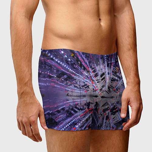 Мужские трусы Неоновый абстрактный коридор - Фиолетовый / 3D-принт – фото 3