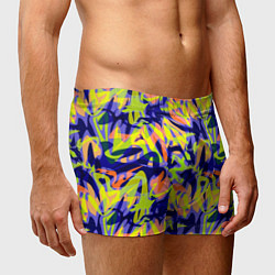 Трусы-боксеры мужские Пятнистый желто-фиолетовый узор, цвет: 3D-принт — фото 2