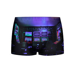 Трусы-боксеры мужские Неоновые игровые автоматы - Фиолетoвый, цвет: 3D-принт