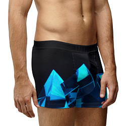 Трусы-боксеры мужские Неоновые объёмный куб - Синий, цвет: 3D-принт — фото 2