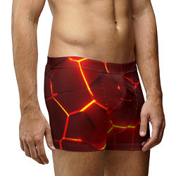 Трусы-боксеры мужские Красные неоновые геометрические плиты, цвет: 3D-принт — фото 2