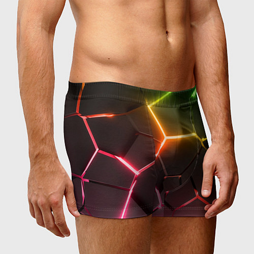 Мужские трусы Неоновые радужные плиты / 3D-принт – фото 3