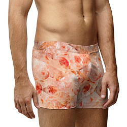 Трусы-боксеры мужские Гранжевый цветочный узор, коралловый фон, цвет: 3D-принт — фото 2
