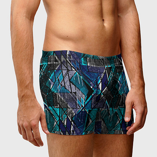 Мужские трусы Сине - черная гранжевая абстракция / 3D-принт – фото 3