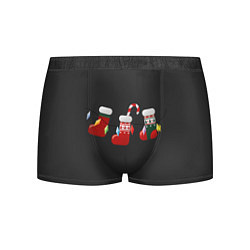 Трусы-боксеры мужские Новогодняя композиция - Черный фон, цвет: 3D-принт