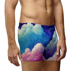 Трусы-боксеры мужские Розово-голубые акварельные облака, цвет: 3D-принт — фото 2