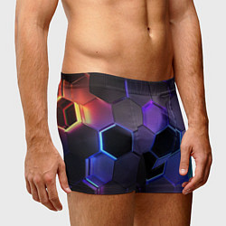 Трусы-боксеры мужские Стеклянные цветные соты - текстура, цвет: 3D-принт — фото 2