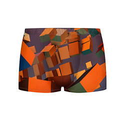 Трусы-боксеры мужские Множество оранжевых кубов и фигур, цвет: 3D-принт