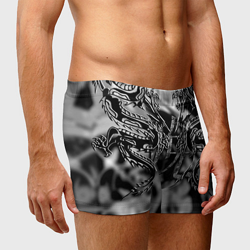 Мужские трусы Оттенки серого черные трайбл драконы татуировка / 3D-принт – фото 3