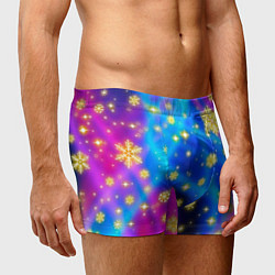 Трусы-боксеры мужские Снежинки и звезды - яркие цвета, цвет: 3D-принт — фото 2