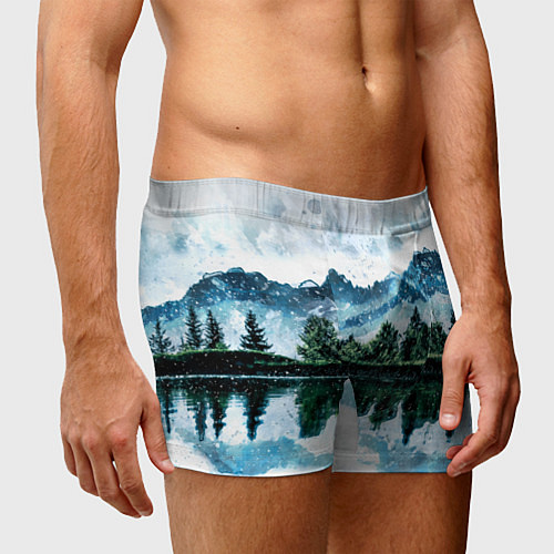 Мужские трусы Горный пейзаж акварелью / 3D-принт – фото 3