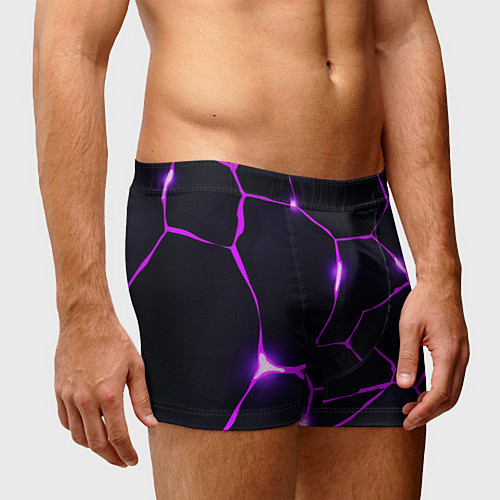 Мужские трусы Фиолетовые неоновые трещины / 3D-принт – фото 3