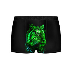 Трусы-боксеры мужские Нейросеть: неоновый зелёный тигр, цвет: 3D-принт