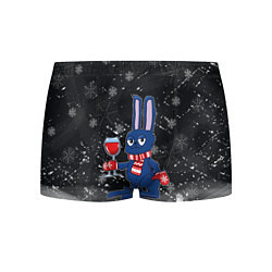 Трусы-боксеры мужские Новогодний кролик с бокалом, цвет: 3D-принт