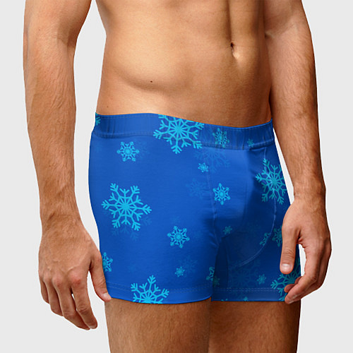 Мужские трусы Снежинки - синий / 3D-принт – фото 3