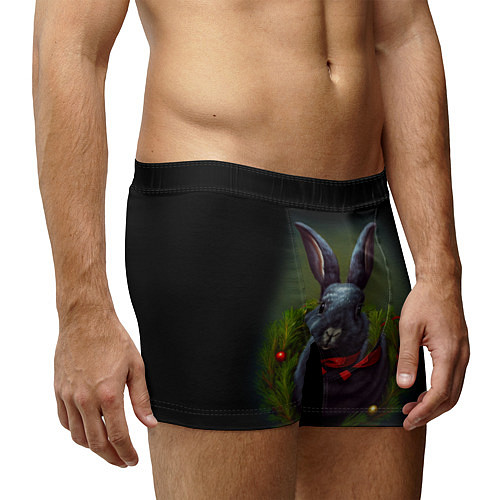 Мужские трусы Черный водяной кролик с ленточкой / 3D-принт – фото 3